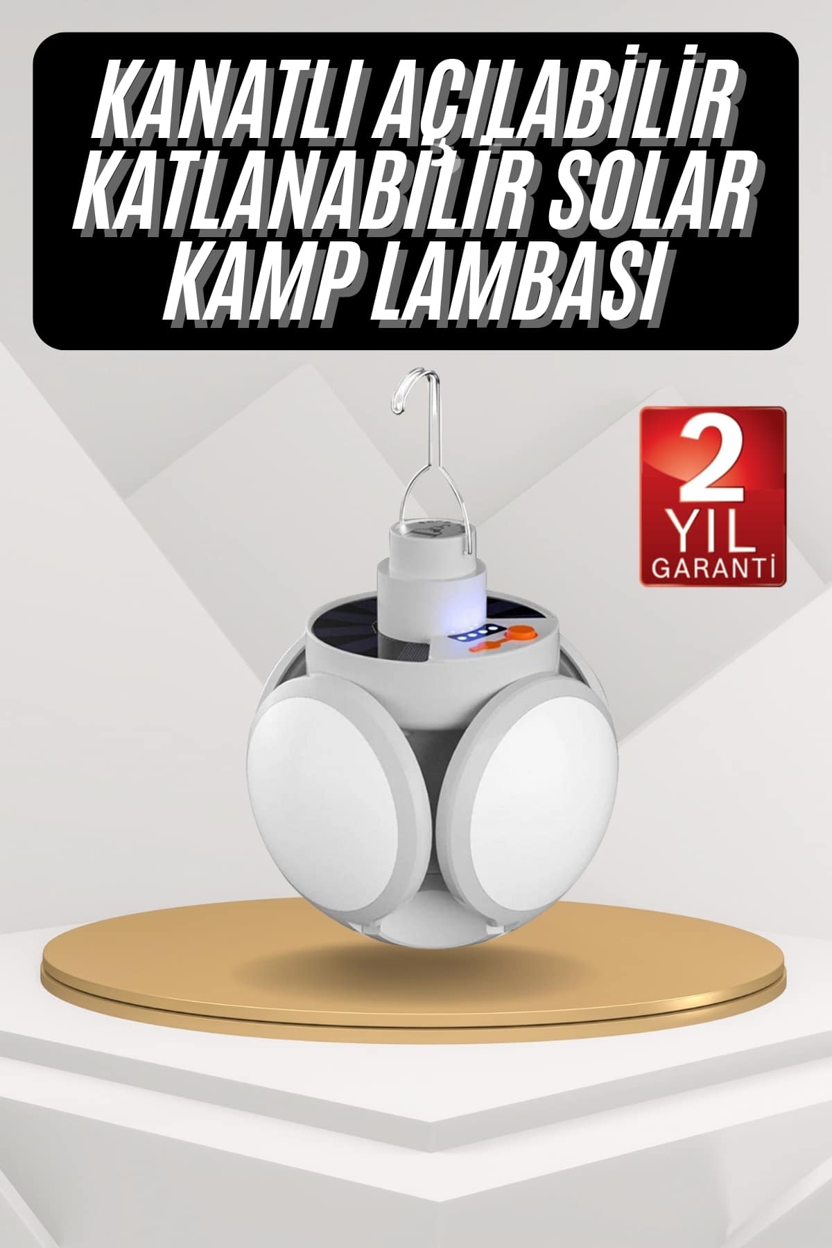 Kamp Lambası Güneş Enerjili Solar 5 Kanatlı Katlanır Lamba Karavan - Lisinya