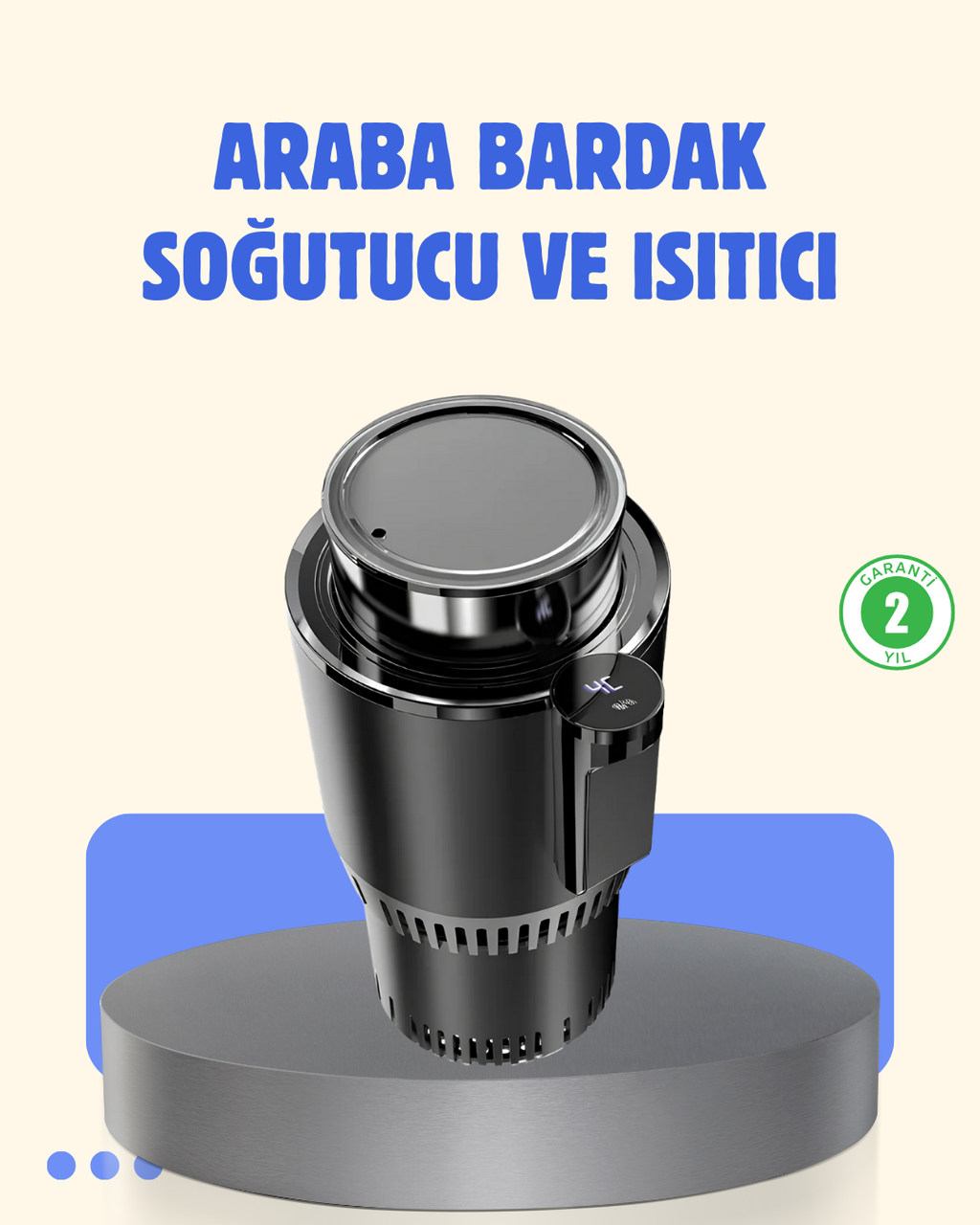 Araç İçi Akıllı Bardaklık Isıtıcı Soğutucu Dijital Ekranlı - Lisinya