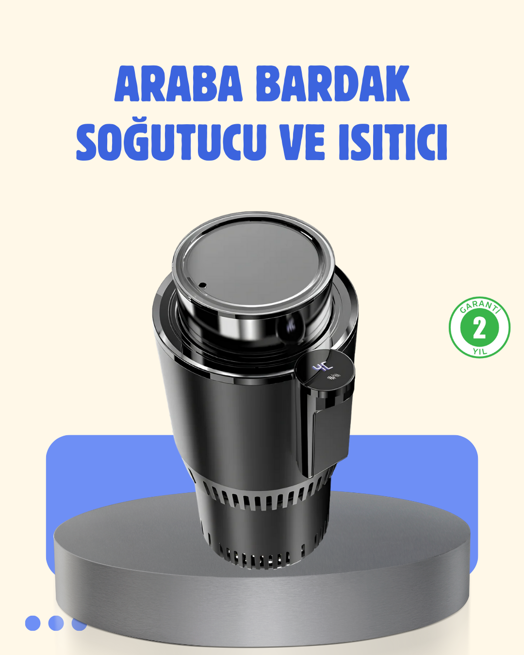 Araç İçi Akıllı Bardaklık Isıtıcı Soğutucu Dijital Ekranlı - Lisinya