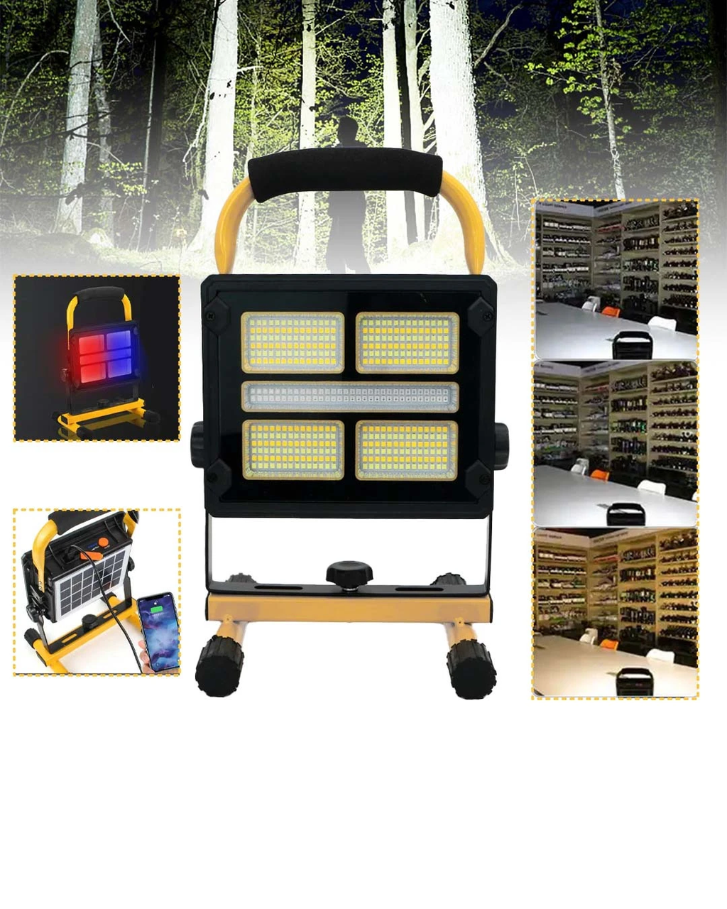 Solar Enerjili LED Kamp Feneri 4 Modlu Ayarlanabilir Açılı Güçlü Aydınlatma - Lisinya