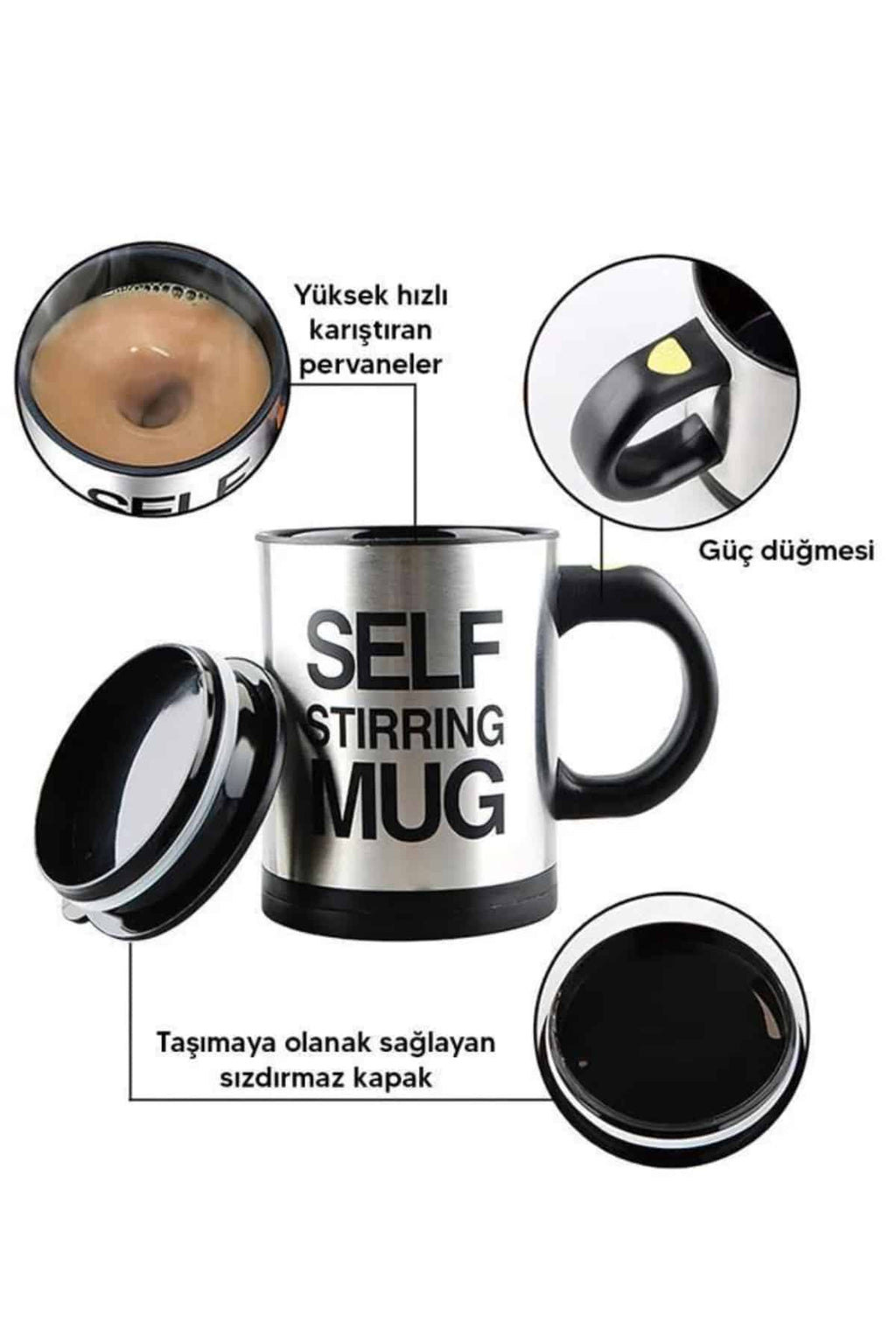 Karıştırıcı Özellikli Mikser Kupa Bardak Kompakt Taşınabilir Mug - Lisinya