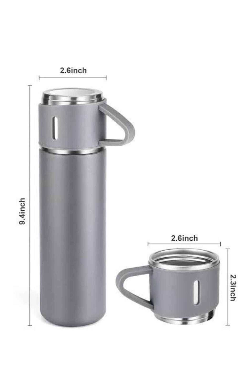 Termos Seti Paslanmaz Çelik 3 Bardaklı Vakumlu Termos Set 500 Ml 12 Saate Kadar Isı Koruma - Lisinya