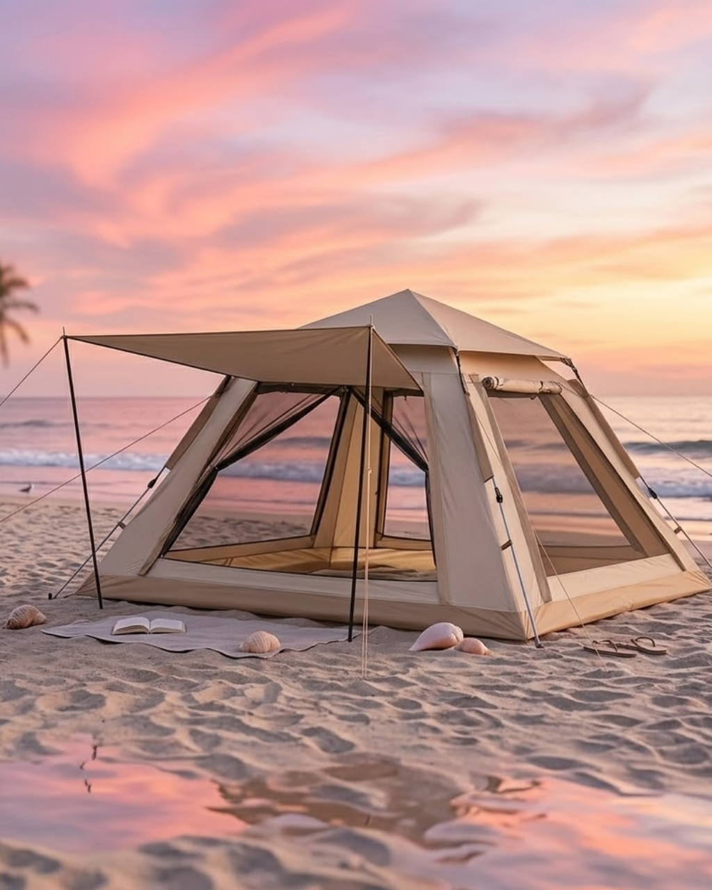 Büyük Aile Kamp Çadırı 240x240x160 cm Gölgelikli 6 Kişilik Outdoor Çadır - Lisinya