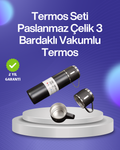 Isıyı Uzun Süre Koruyan 500 ml Termos Seti | Çelik Gövde, 2 Bardaklı, Hediye Kutulu - Lisinya