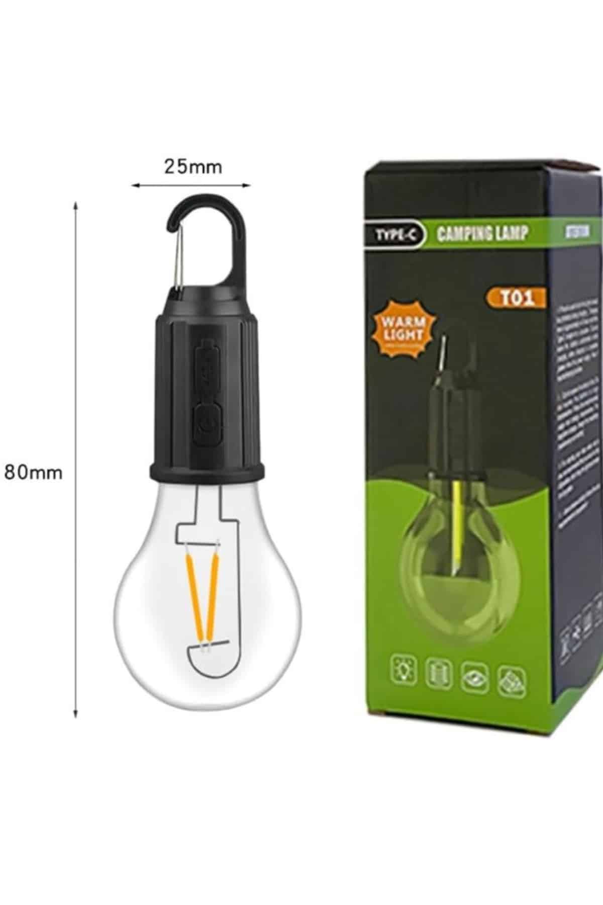3 Farklı Mod LED'li Şarjlı Asma Kancalı Kamp Lambası Taşınabilir Ampul - Lisinya