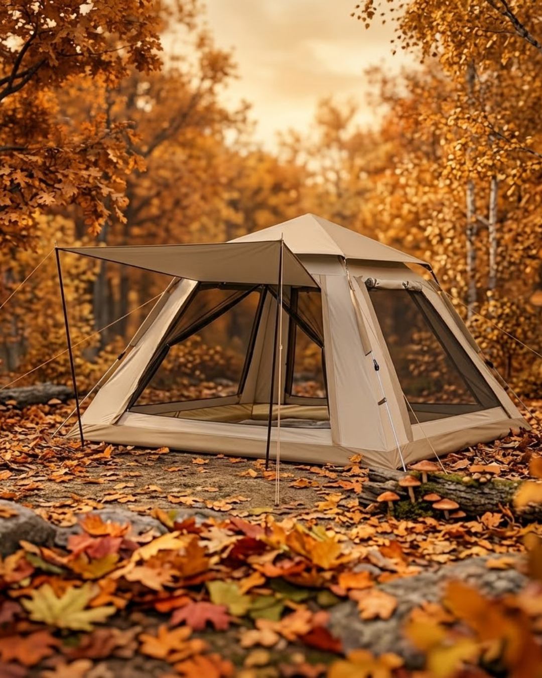 Otomatik Kamp Çadırı 240x240x160 cm 6 Kişilik Geniş Hacimli Güneşlikli - Lisinya