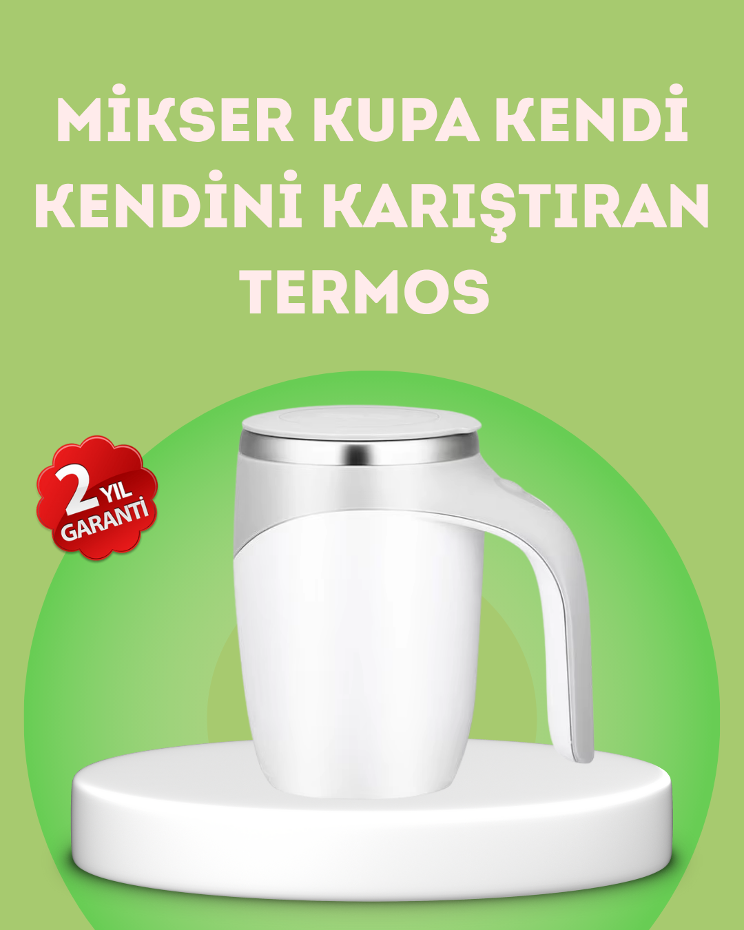 Elektrikli Otomatik Karıştırıcı Kupa – 304 Paslanmaz, USB Şarjlı, Taşınabilir - Lisinya