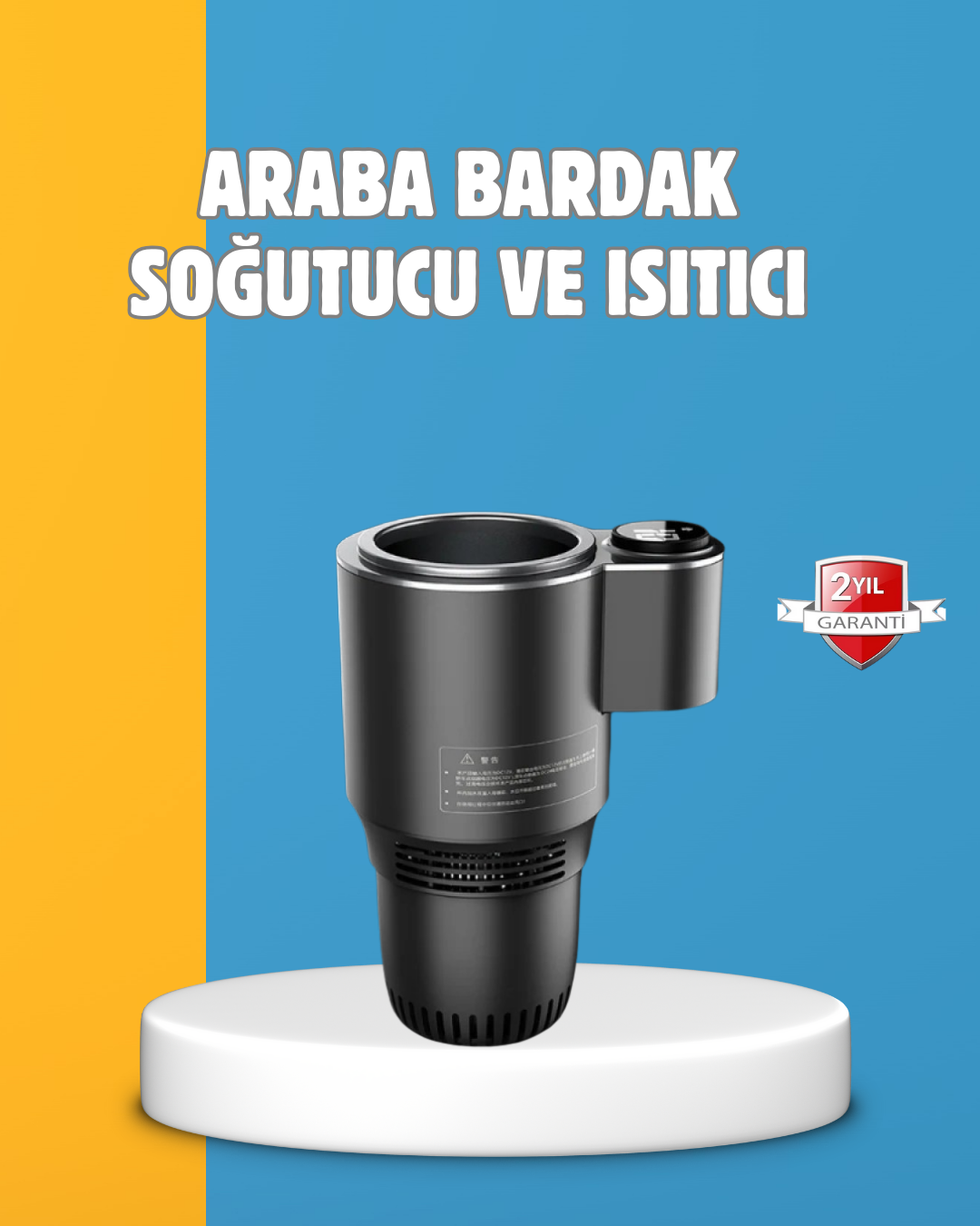 Dijital Ekranlı Akıllı Bardaklık Araç İçi Termal Isıtıcı Soğutucu - Lisinya