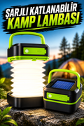 Güneş Enerjili Led Lamba Kamp Lambası Katlanabilir Lamba USB Şarjlı - Lisinya