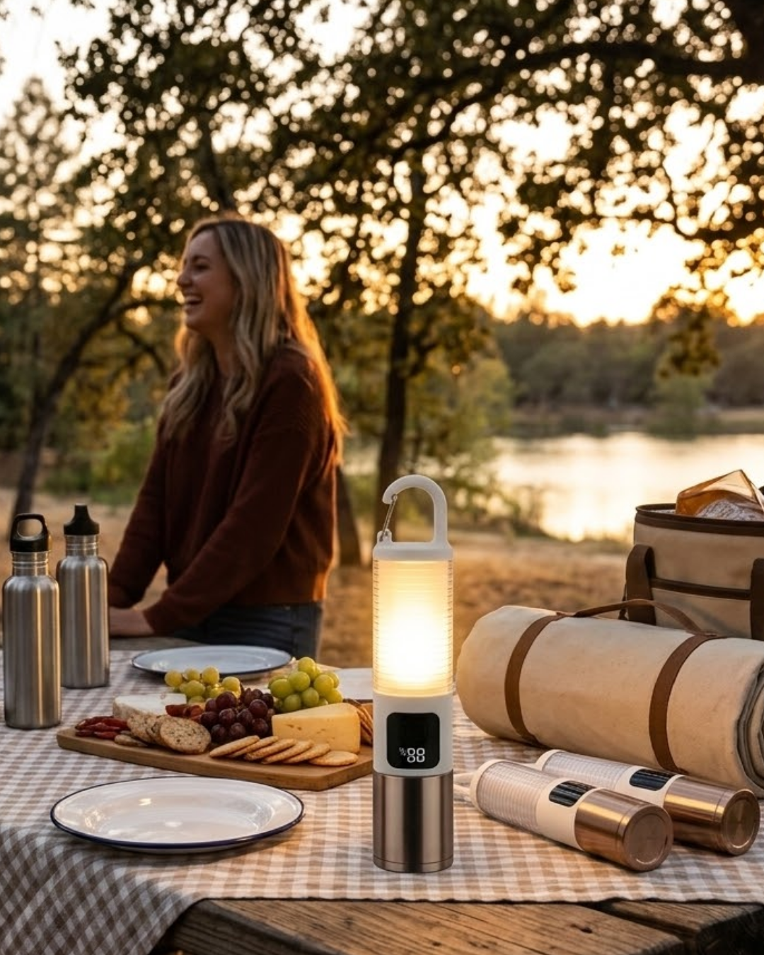 Outdoor Kamp Feneri USB Şarjlı Yüksek Parlaklık Güç Ekranlı LED Aydınlatma - Lisinya