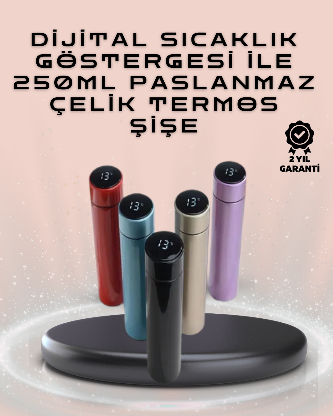 250ml LED Ekranlı Paslanmaz Çelik Akıllı Termos - Lisinya