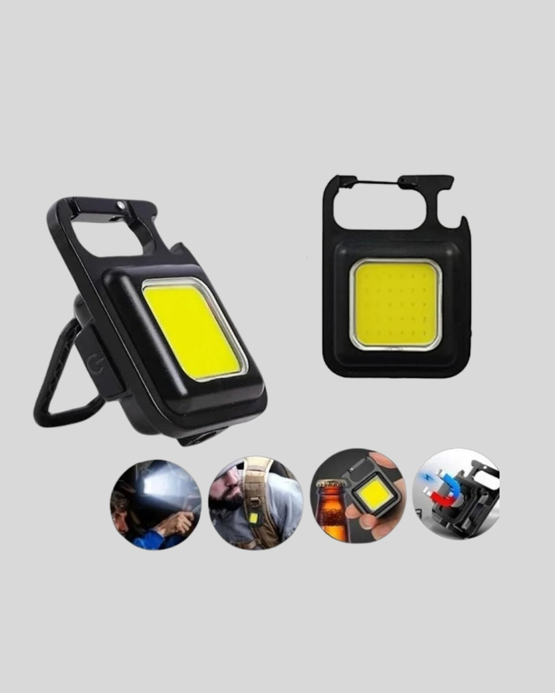 Mini 800 Lümen LED El Feneri – USB Şarjlı, 3 Kademeli Işık, Şişe Açacaklı Taşınabilir Tasarım - Lisinya