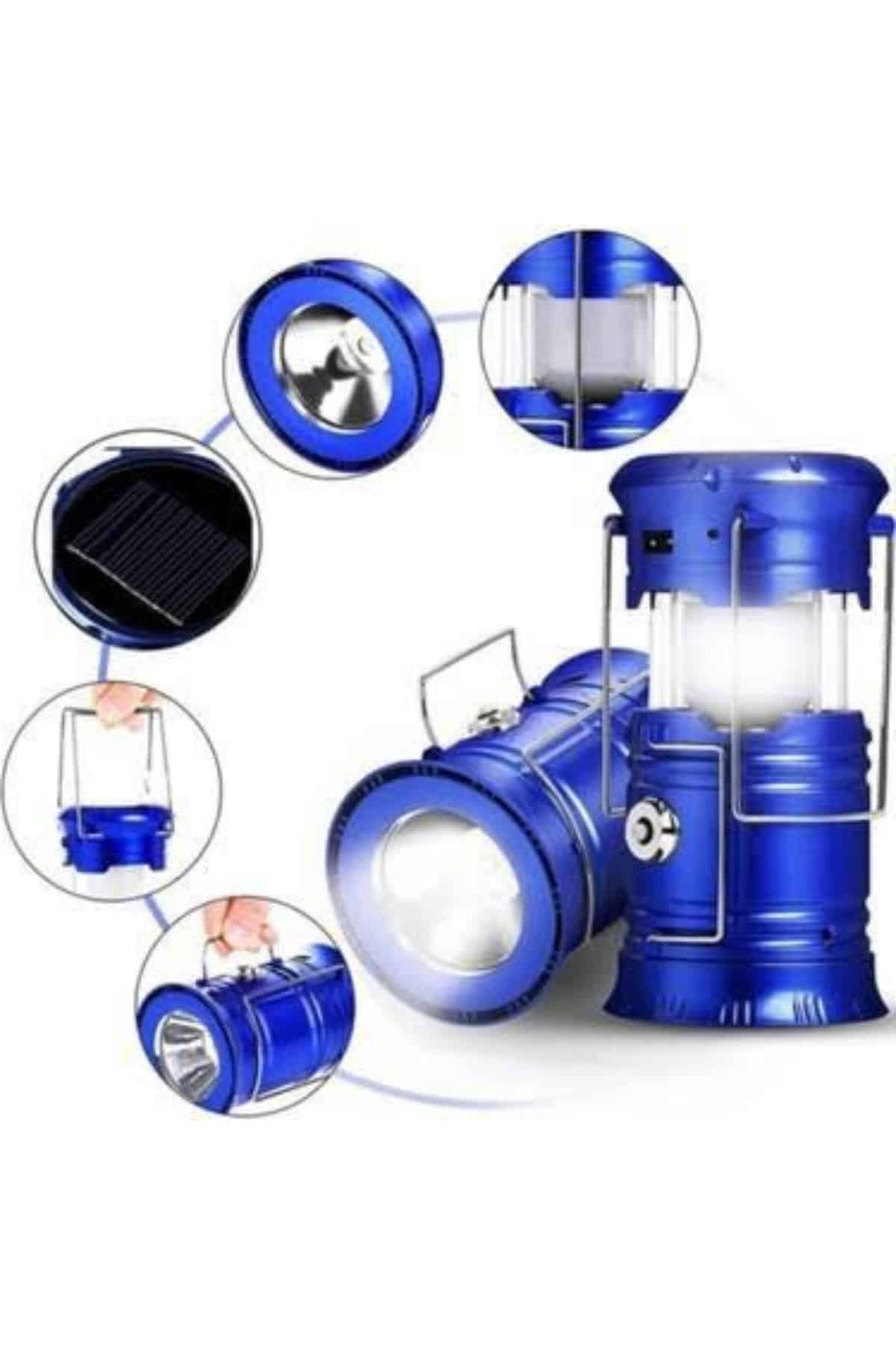 Kamp Lambası Solar Şarjlı Kızaklı Kamp Feneri Led Lamba Işıldak - Lisinya