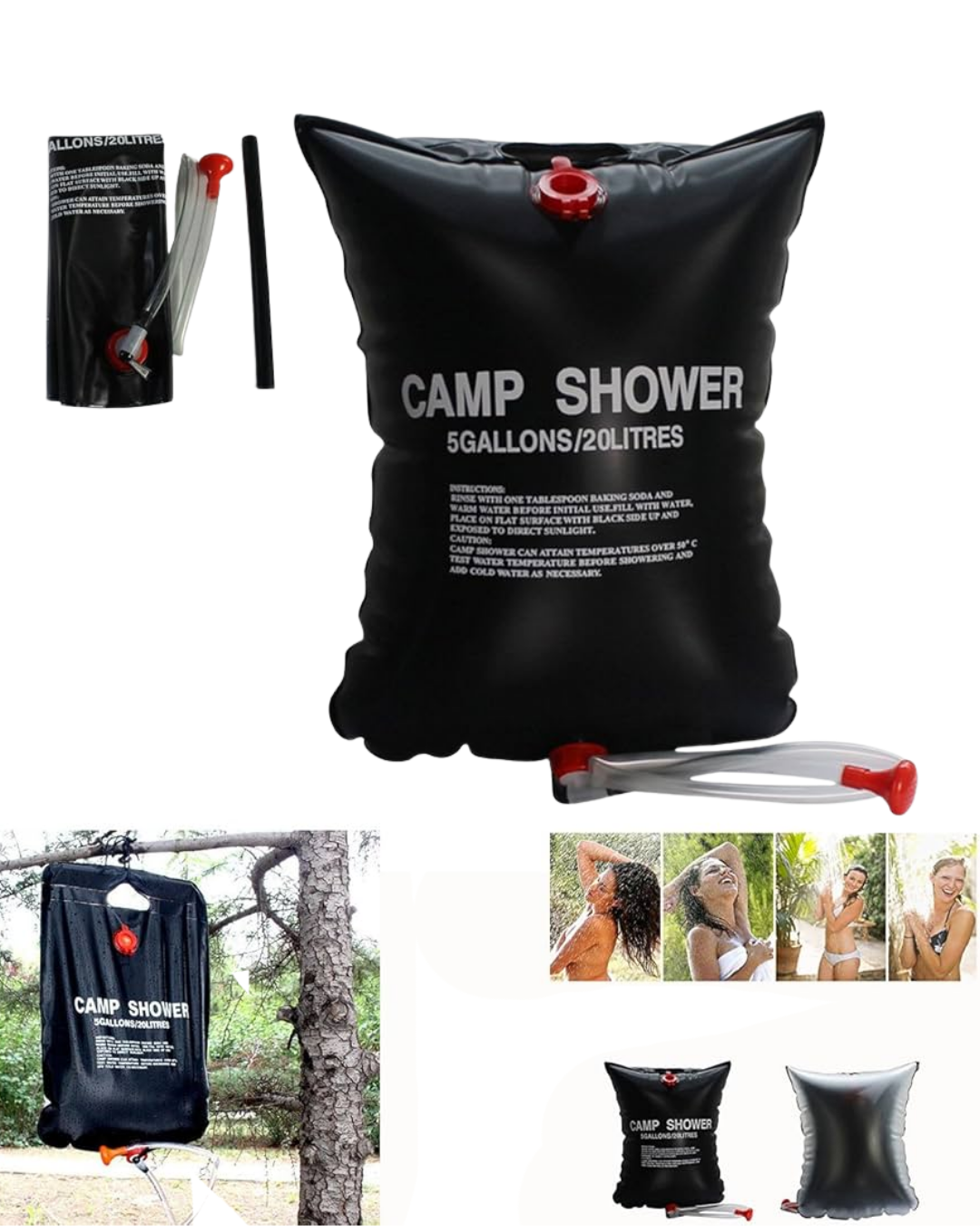 20 Litre Güneş Enerjili Kamp Duşu PVC Dayanıklı Taşınabilir Duş Torbası - Lisinya