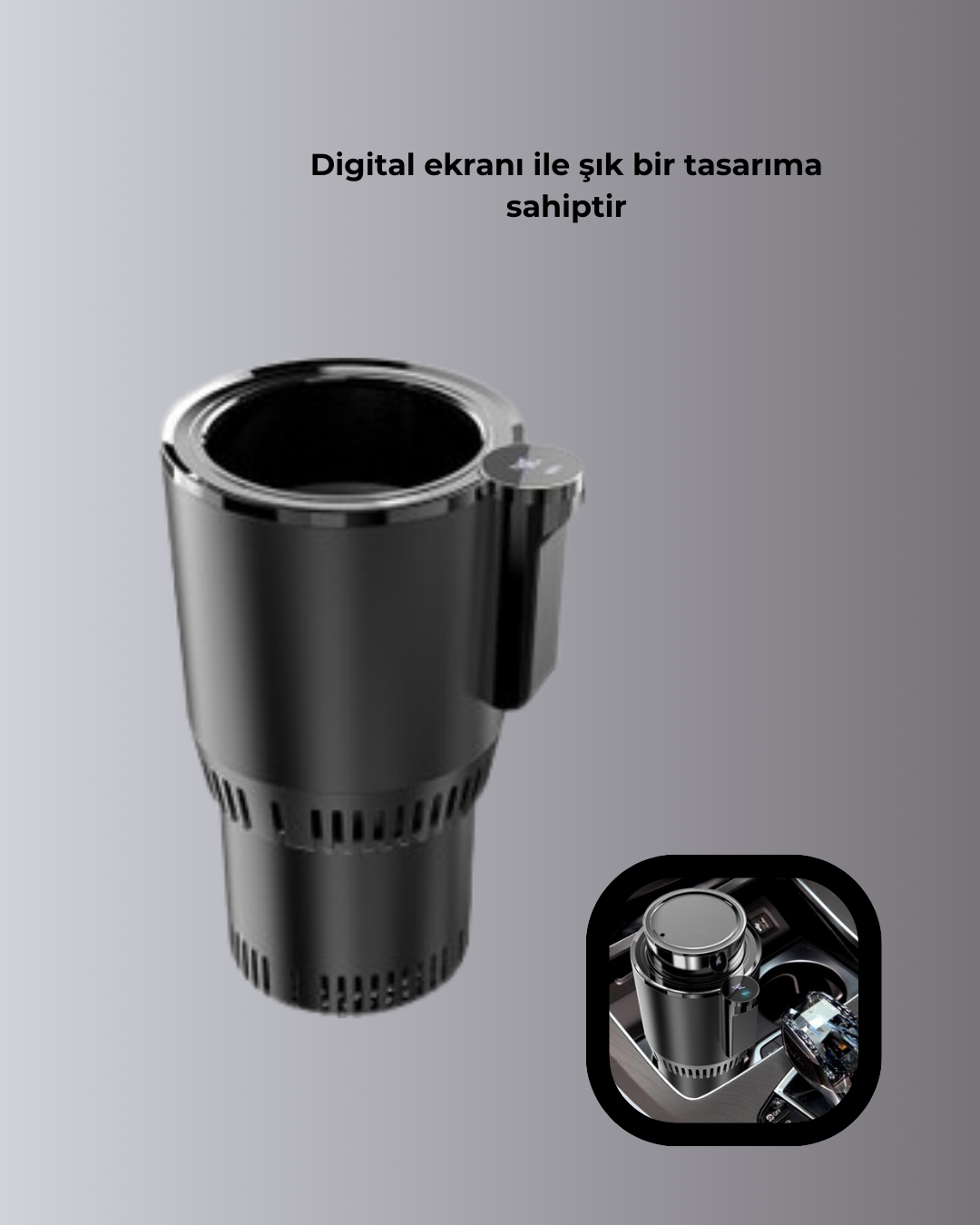Araba Bardaklığı Isıtma Soğutma Ayarlı Çakmak Girişli Akıllı Model - Lisinya