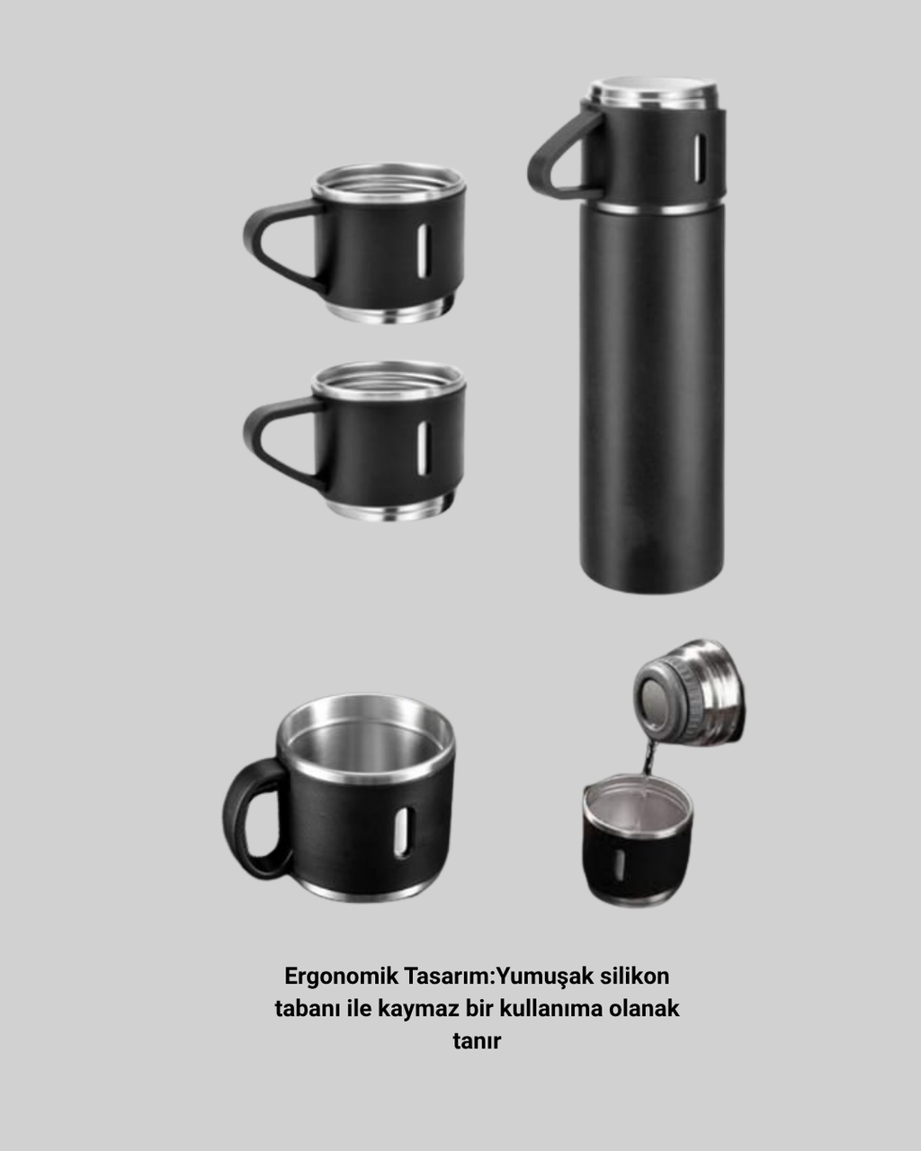 Çelik Termos Bardak Seti | 500 ml Kapasite, Kaymaz Taban, Hediye Kutulu - Lisinya