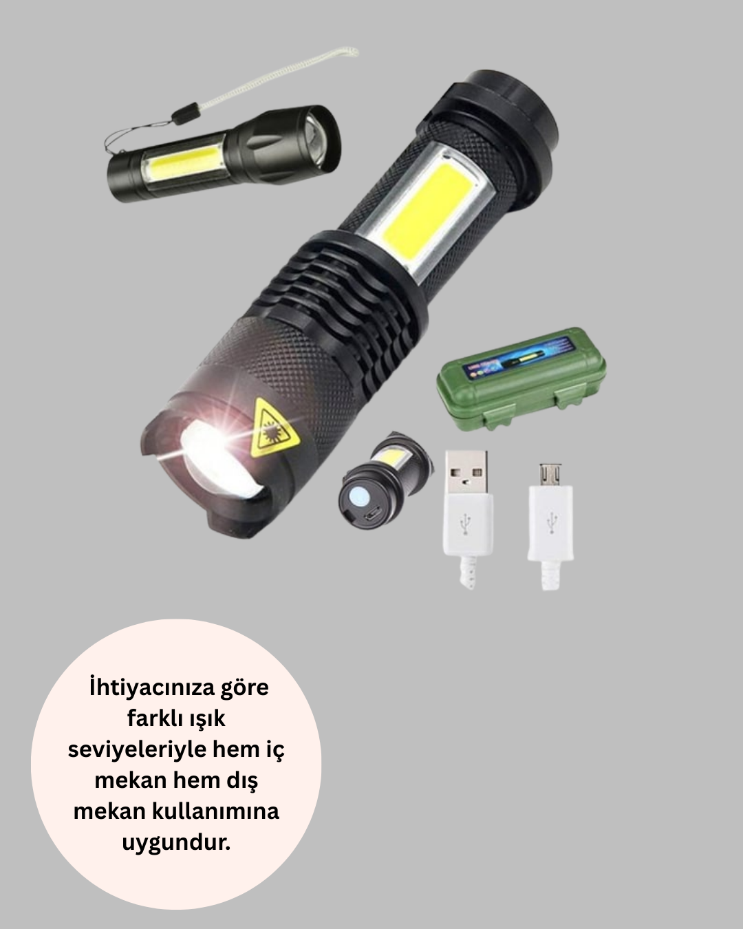Suya Dayanıklı 4 Modlu Mini LED El Feneri - Lisinya