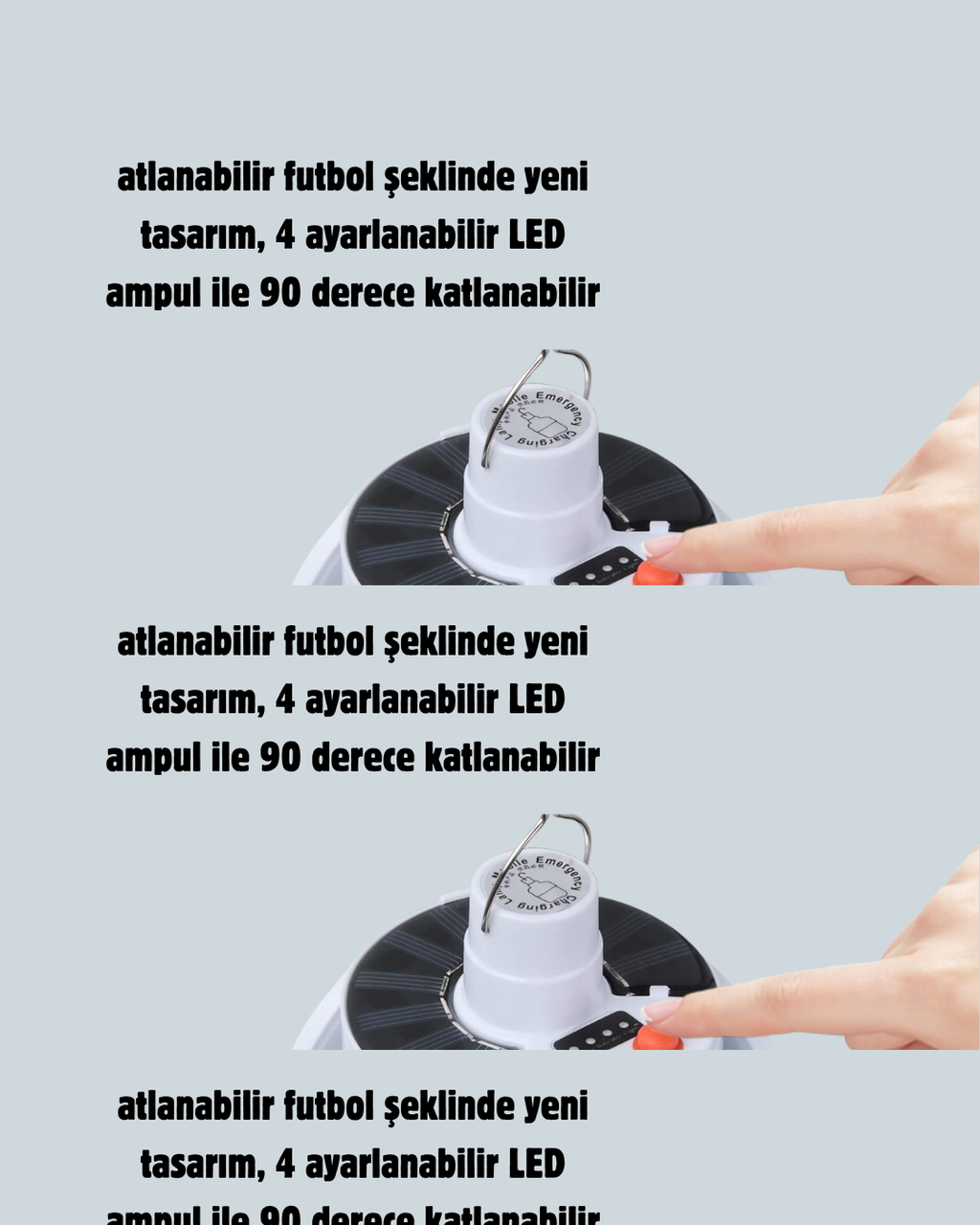 Güneş Paneliyle Şarj Olan Katlanabilir LED Çadır Lambası – 5 Kademeli Aydınlatma - Lisinya