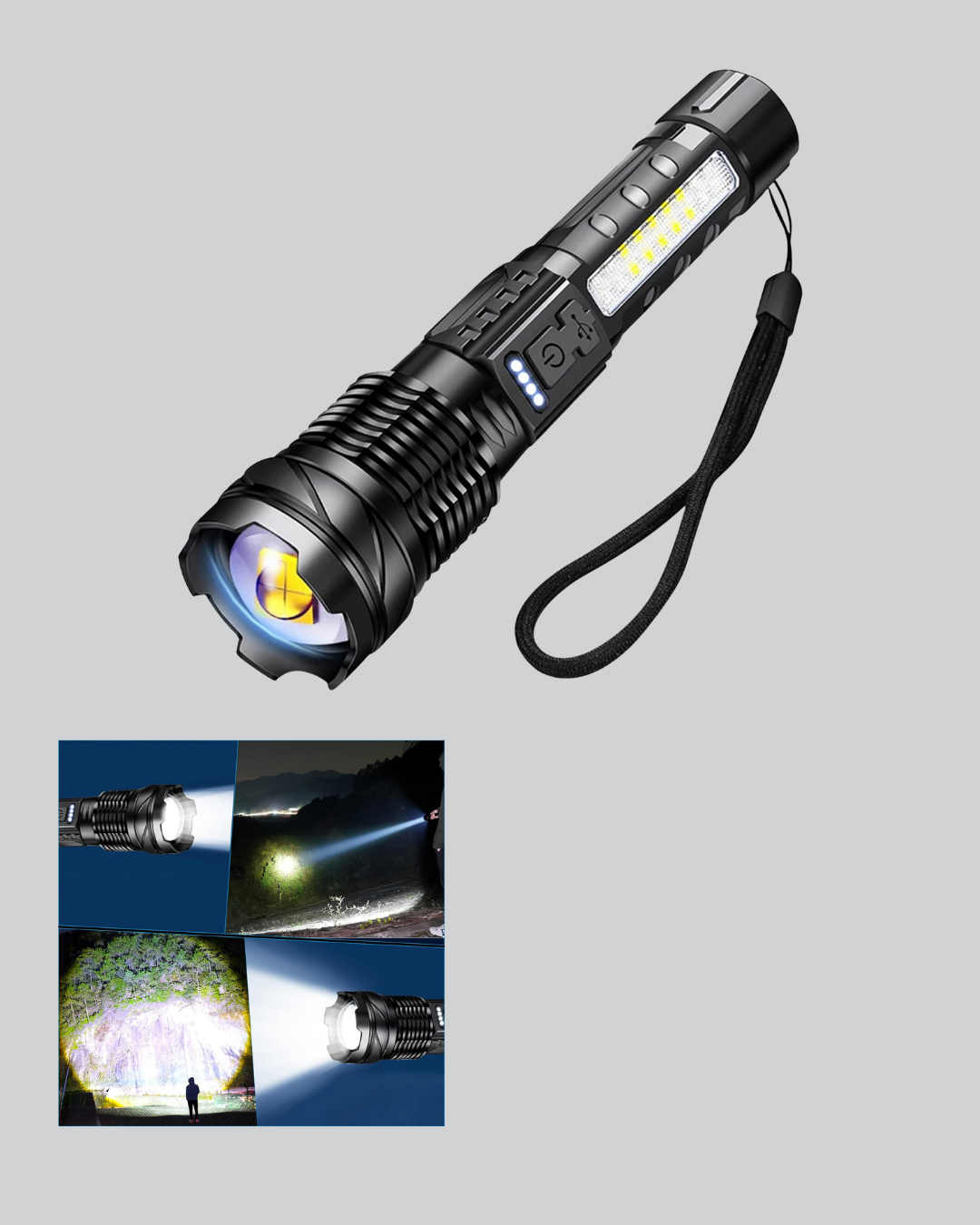 Güçlü LED El Feneri Şarj Edilebilir Çok Modlu - Lisinya