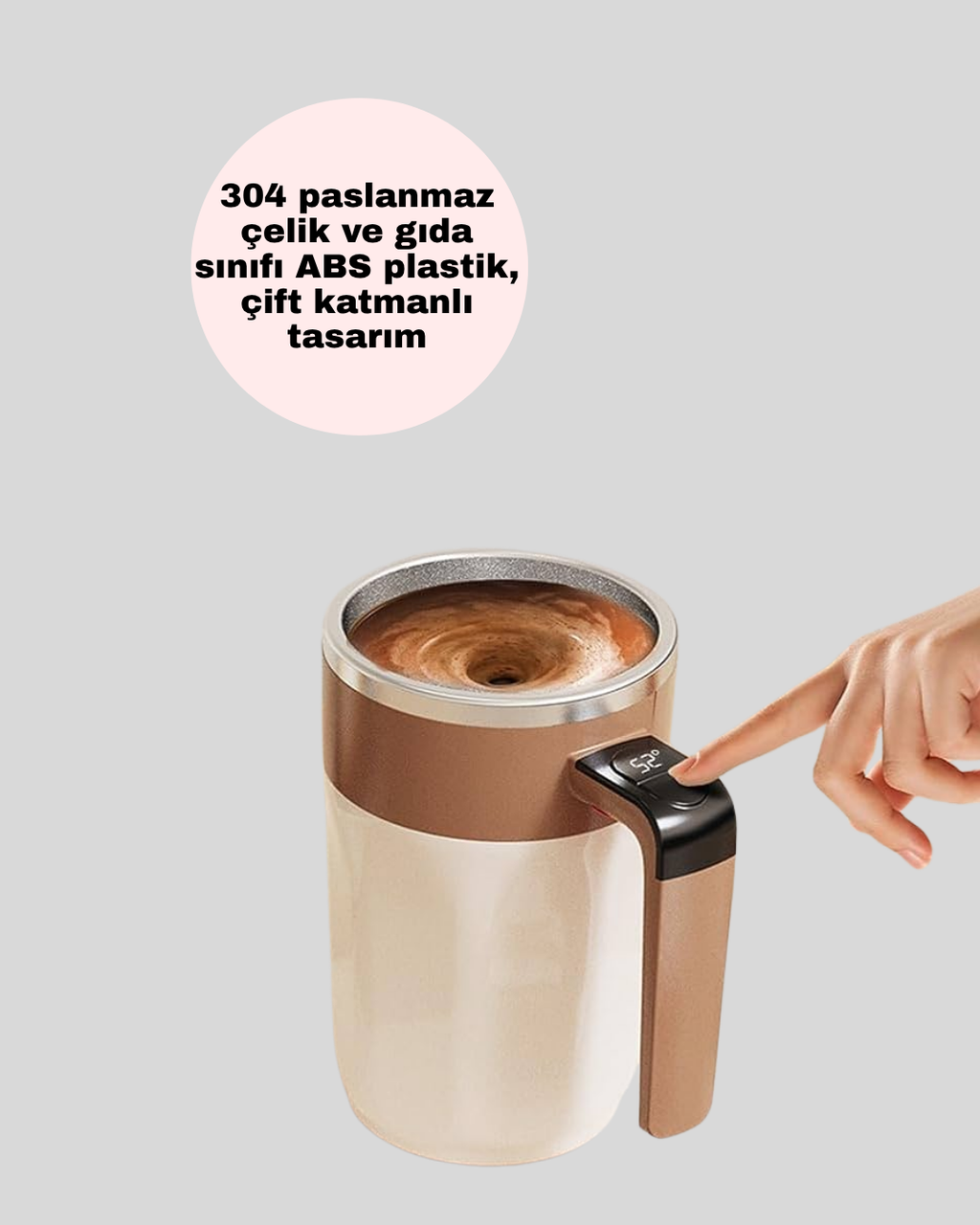 Manyetik Otomatik Karıştırma Bardağı – Şarjlı, Paslanmaz ve Pratik - Lisinya