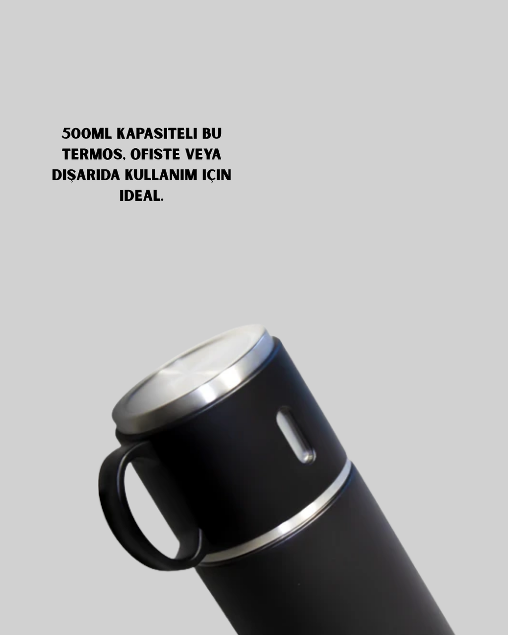 304 Çelik Termos Seti | 2 Bardaklı, 500 ml, Uzun Süre Isı Koruma - Lisinya