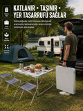 Ayarlanabilir Yükseklikli Kamp ve Piknik Masası 4 Kişilik Katlanabilir Masa Seti - Lisinya