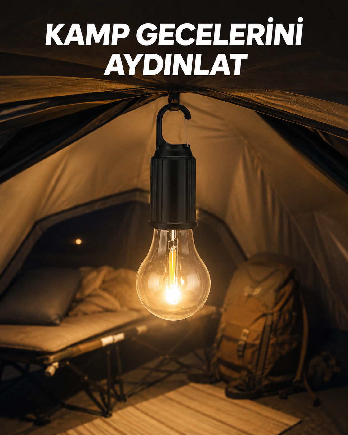 Type-C Şarjlı LED Kamp Lambası – Uzun Ömürlü Pil ve Yüksek Parlaklık - Lisinya