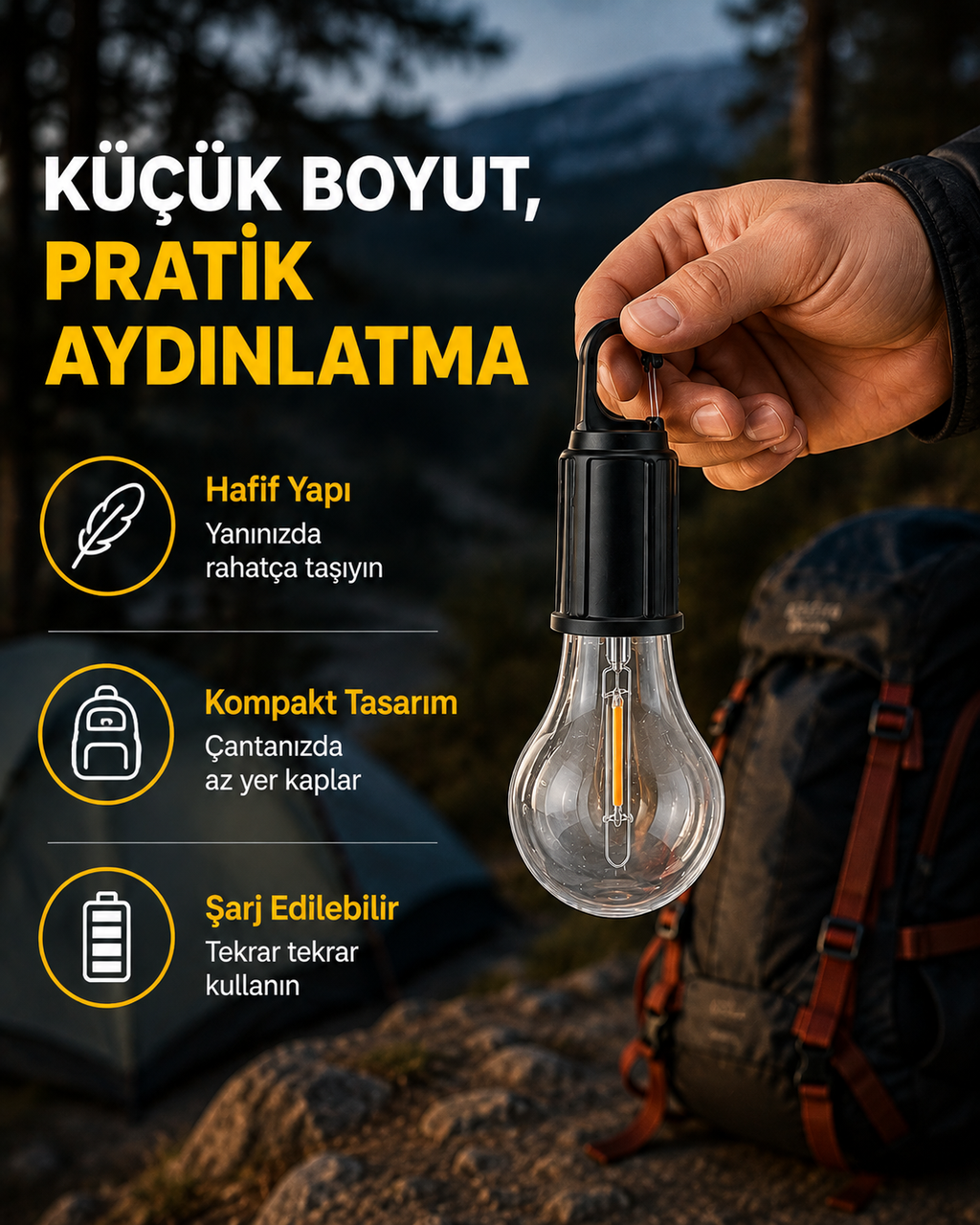 Su Geçirmez Dış Mekan LED Çadır Işığı - Lisinya
