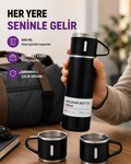 Çelik Termos Bardak Seti | 500 ml Kapasite, Kaymaz Taban, Hediye Kutulu - Lisinya