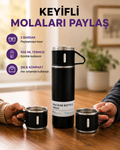 500 ml Isı Korumalı Çelik Termos ve Bardak Seti | Silikon Tabanlı, Şık ve Pratik - Lisinya