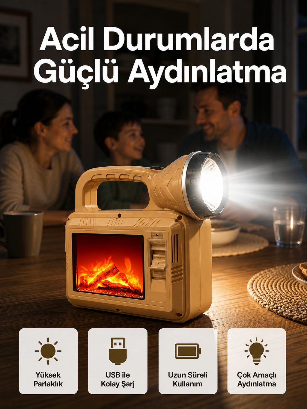 Solar Alev Lambası – Kamp, Bahçe ve Dış Mekan İçin - Lisinya