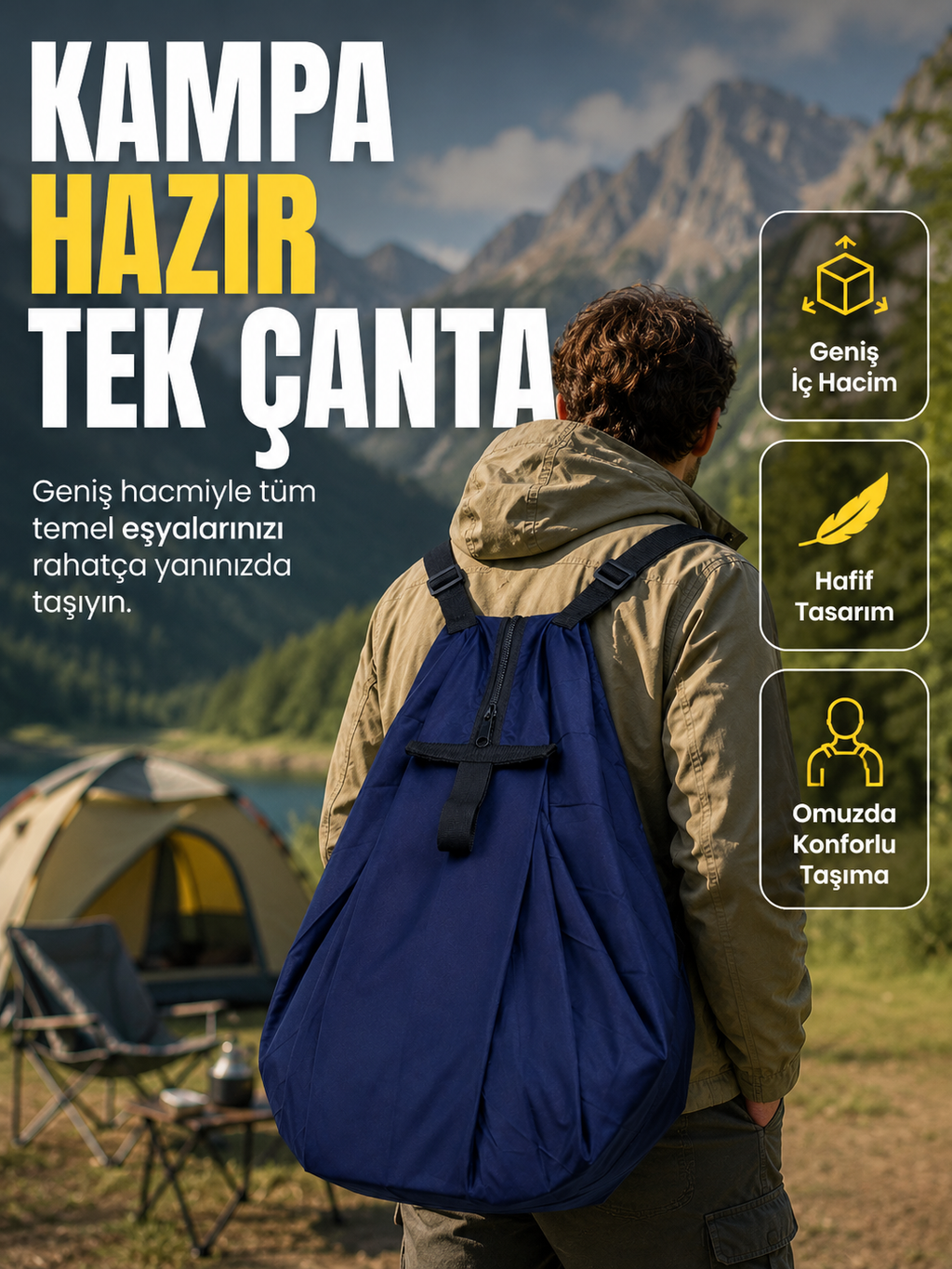 Okul İş Seyahat Kamp ve Günlük Kullanım İçin Çok Amaçlı Taşıma Çantası - Lisinya