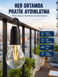 Şarjlı Dekoratif Kamp Lambası Askılı Ampul Led Işık Type-C Girişli - Lisinya