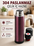 Paslanmaz Çelik Seyahat Termosu Tek Tuşlu Vakumlu Kahve ve Çay Termosu - Lisinya