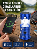 Güneş Enerjili Katlanabilir Kamp Feneri – USB Şarjlı, Hafif ve Çok Fonksiyonlu - Lisinya