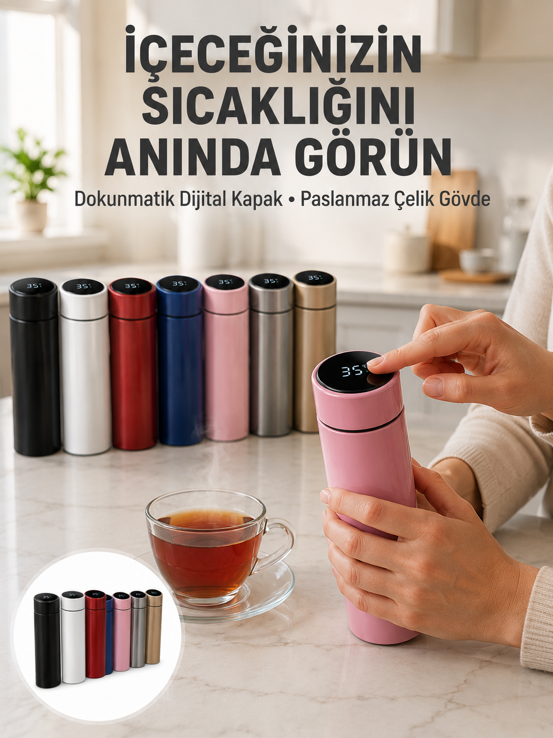Yüksek Isı Korumasına Sahip Taşınabilir Çelik Termos Yeni Nesil - Lisinya