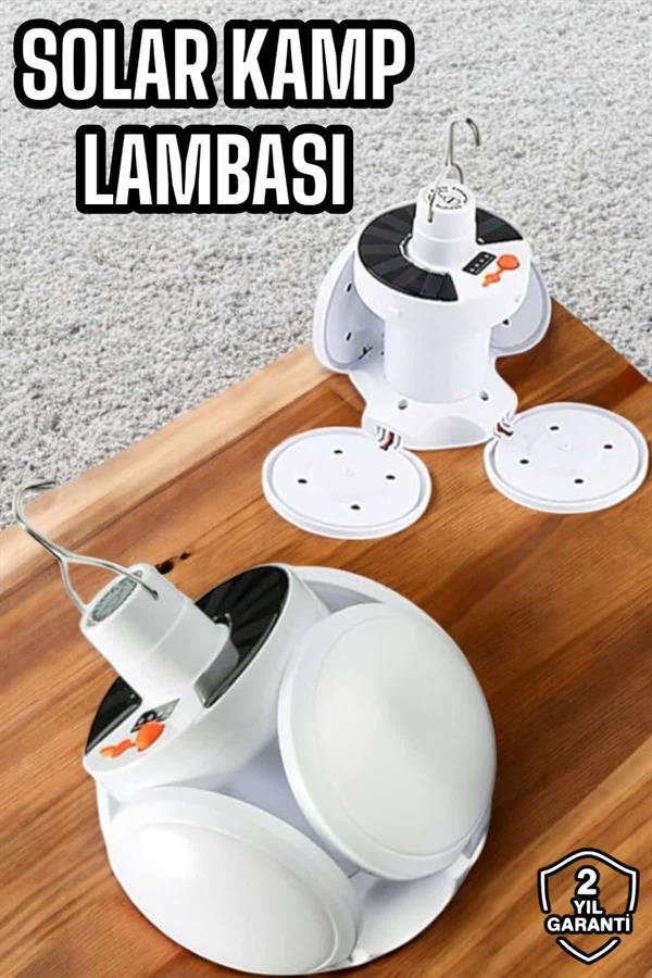 Kamp Lambası Işıldak Beyaz Işık Güneş Enerjili Solar Aydınlatma 5 Kanatlı Katlanabilir Yeni Nesil - Lisinya