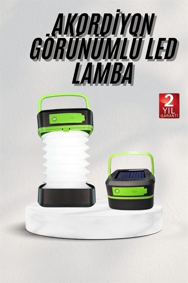 Katlanabilir Kamp Lambası Akordiyon Lamba Şarjlı 3 Kademeli Solar - Lisinya