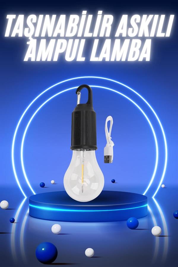 Taşınabilir Şarjlı Led Ampul Askılı Lamba Kamp Bahçe Lambası - Lisinya